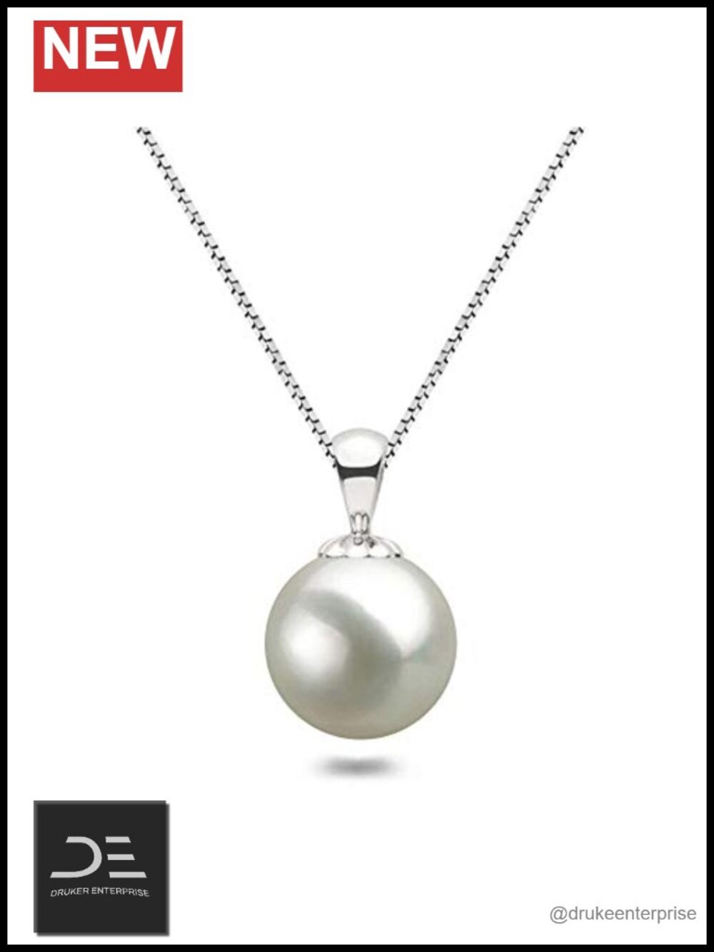 AAA Freshwater Pearl Pendant Necklace 14k Gold Plated Sterling Silver Solitaire